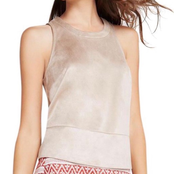 BCBGeneration Tops - BCBGeneration Faux Suede Sand Racer Top Size S